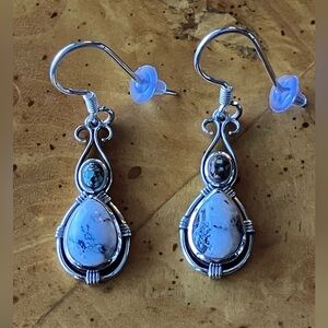 White Buffalo Turquoise Blue Turquoise Earrings